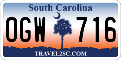 SC license plate OGW716