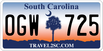SC license plate OGW725