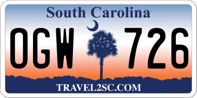 SC license plate OGW726