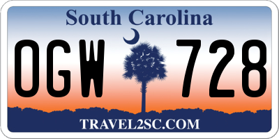 SC license plate OGW728