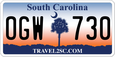 SC license plate OGW730