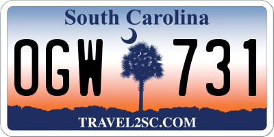 SC license plate OGW731