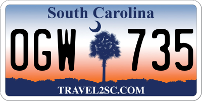 SC license plate OGW735