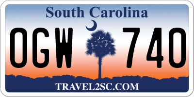 SC license plate OGW740
