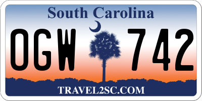 SC license plate OGW742