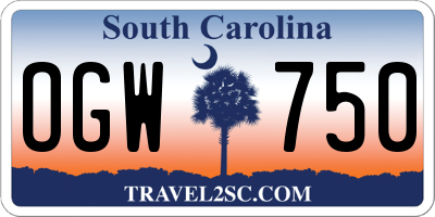 SC license plate OGW750