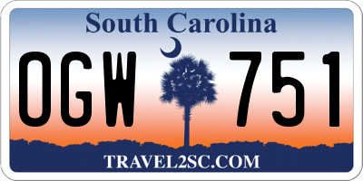 SC license plate OGW751