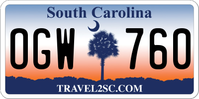 SC license plate OGW760