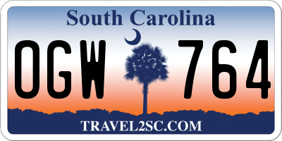 SC license plate OGW764