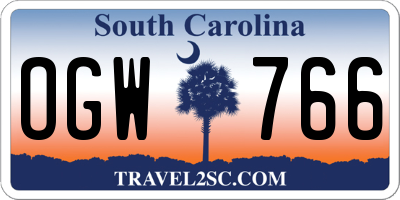 SC license plate OGW766