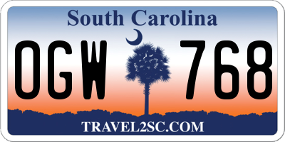 SC license plate OGW768