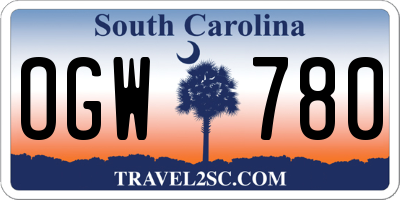 SC license plate OGW780