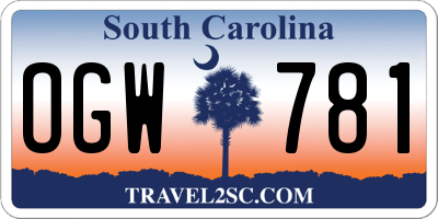 SC license plate OGW781
