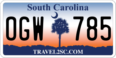 SC license plate OGW785