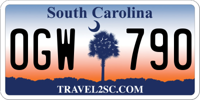 SC license plate OGW790