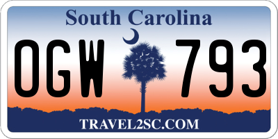 SC license plate OGW793