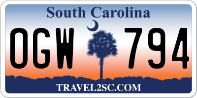SC license plate OGW794