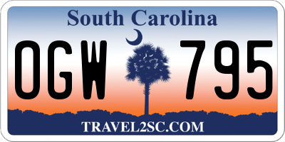 SC license plate OGW795