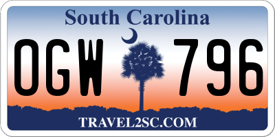 SC license plate OGW796