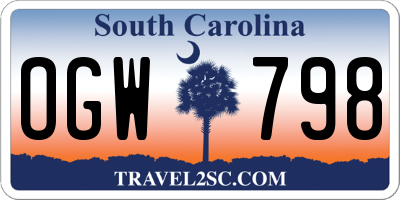 SC license plate OGW798