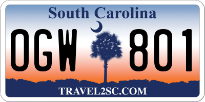SC license plate OGW801