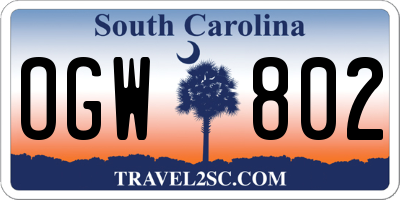 SC license plate OGW802