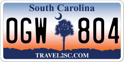 SC license plate OGW804