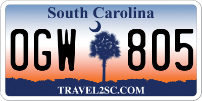 SC license plate OGW805
