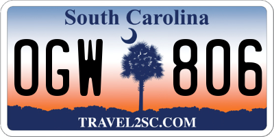 SC license plate OGW806