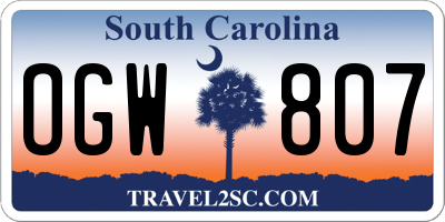 SC license plate OGW807