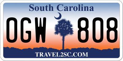 SC license plate OGW808