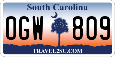 SC license plate OGW809