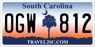 SC license plate OGW812