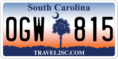 SC license plate OGW815