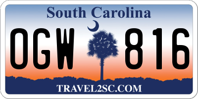 SC license plate OGW816