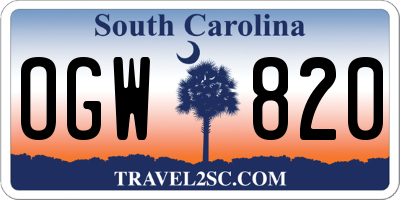 SC license plate OGW820