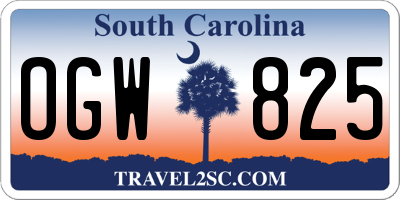 SC license plate OGW825