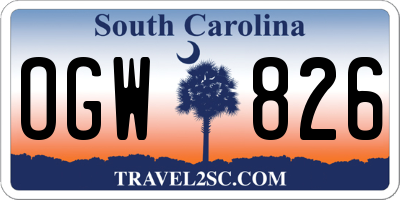 SC license plate OGW826