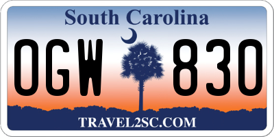 SC license plate OGW830