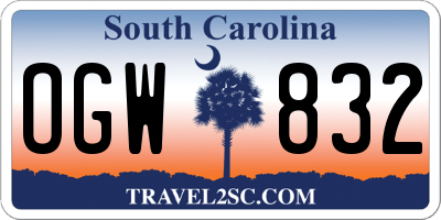 SC license plate OGW832