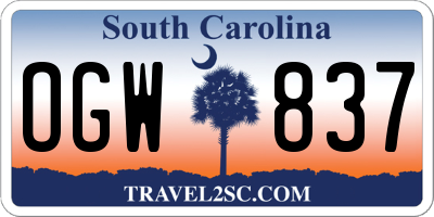 SC license plate OGW837