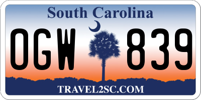 SC license plate OGW839