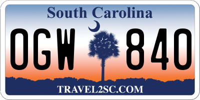 SC license plate OGW840