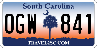 SC license plate OGW841