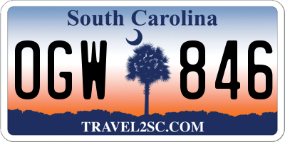 SC license plate OGW846