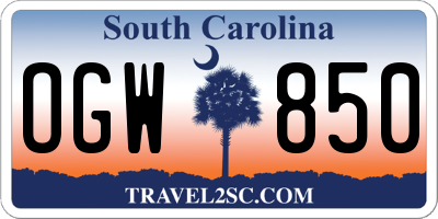 SC license plate OGW850