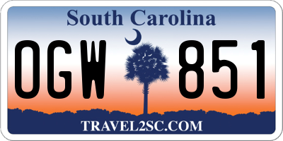 SC license plate OGW851