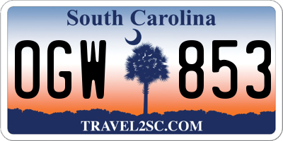 SC license plate OGW853