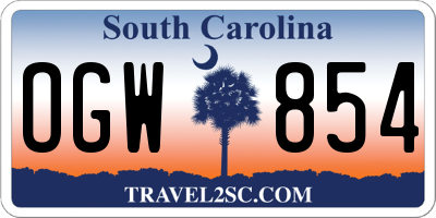 SC license plate OGW854