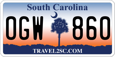 SC license plate OGW860